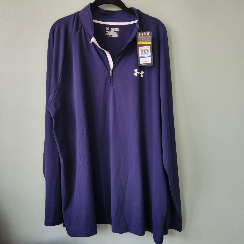 UNDER ARMOUR Loose Fit Light Weight Quarter Zip Navy Blue Size 2XL
